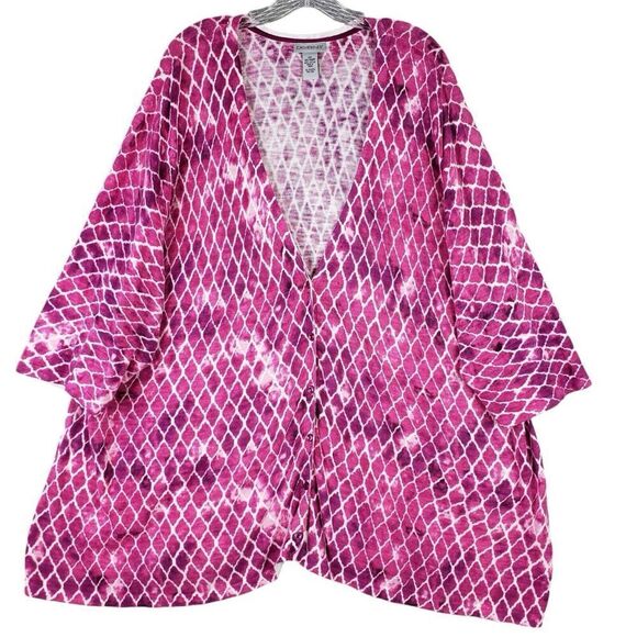 Catherines Cardigan Sweater Women’s Plus Size 4X 30/32W Mermaid Pink Button - Picture 2 of 10